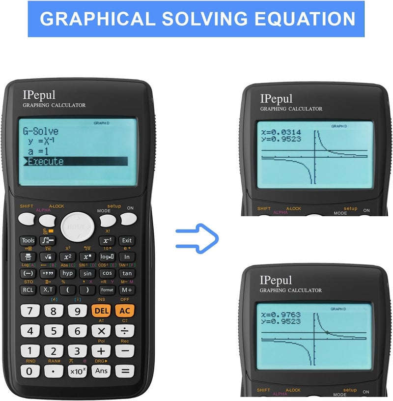 iPepul Graphing Calculator, Scientific Calculators 10 Modes /4 Graphing Functions,Desktop Math Calculator for College Students,School Supplies for Middle High School Teachers Office（Black） - Image 3